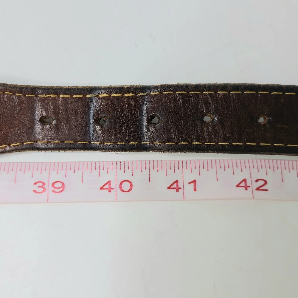 Sailfish Marina Genuine Leather Canvas Brass Buckle Tan Brown Distressed Belt